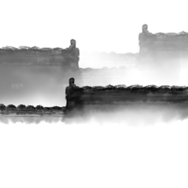 中国风徽派建筑免扣背景元素