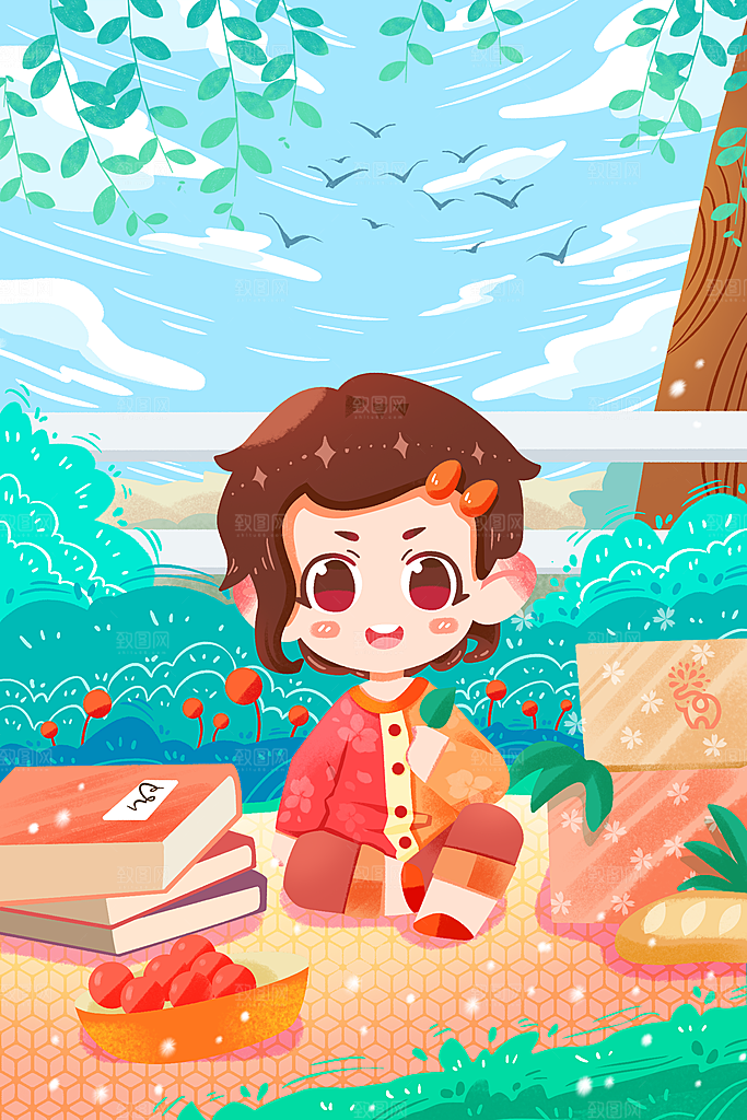 61儿童节节日简约大气插画海报