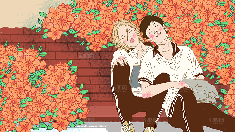 七夕情人节节日简约大气插画海报
