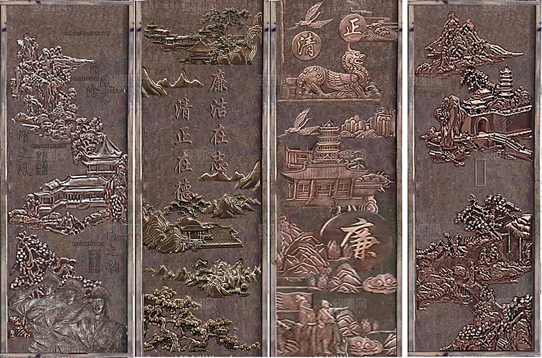 玻璃钢浮雕壁画风景