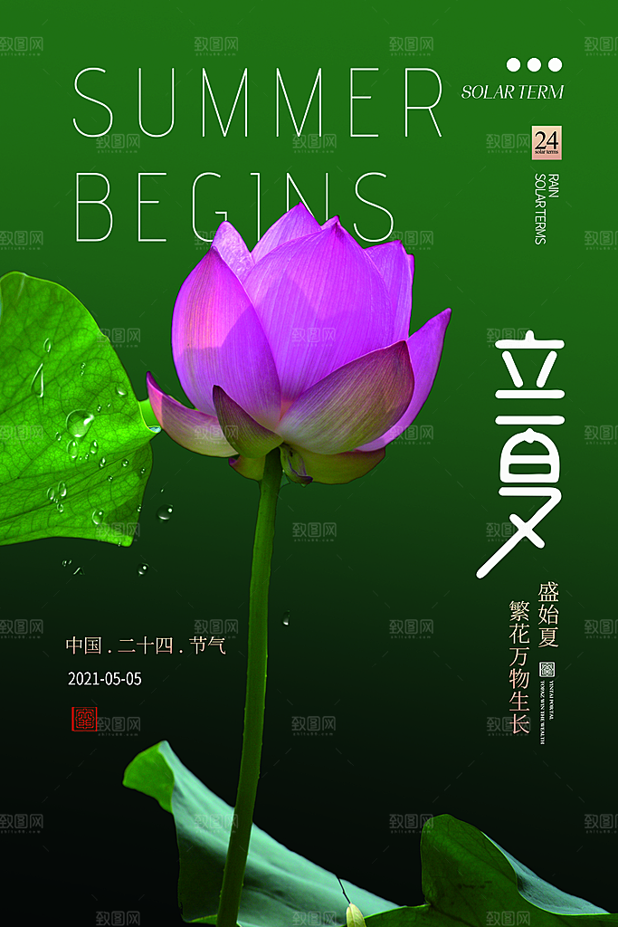 立夏节气简约大气海报
