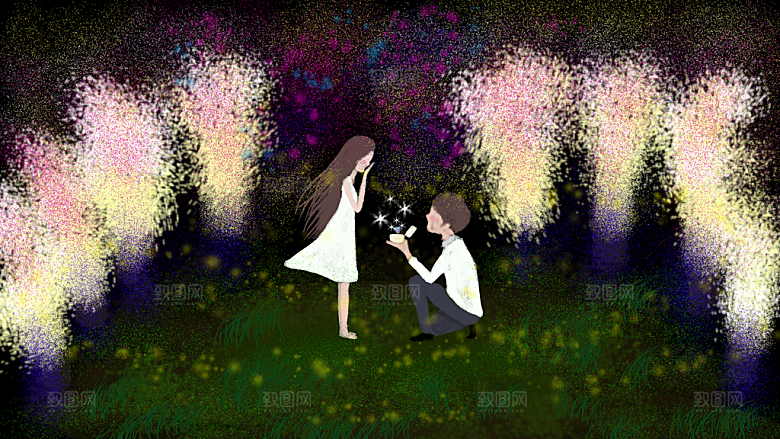 七夕情人节节日简约大气插画海报