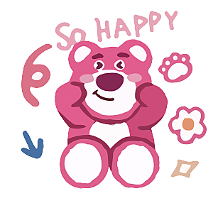 草莓熊派对贴纸表情包玩具粉色素材