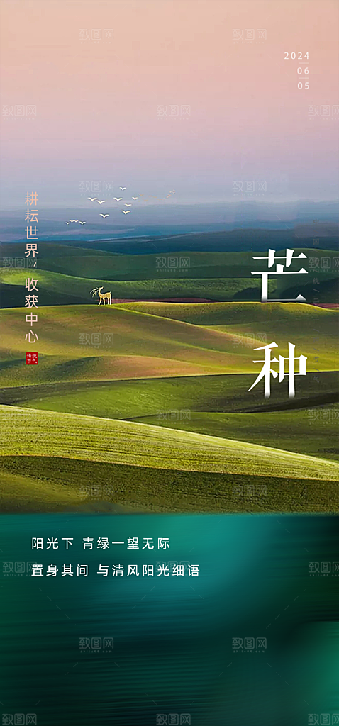 中国传统节气芒种创意海报