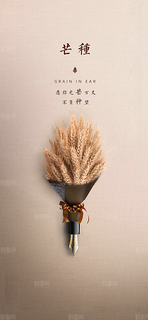 中国传统节气芒种创意海报