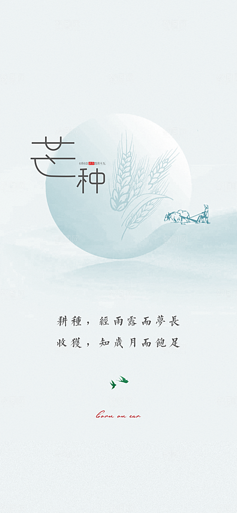 中国传统节气芒种创意海报