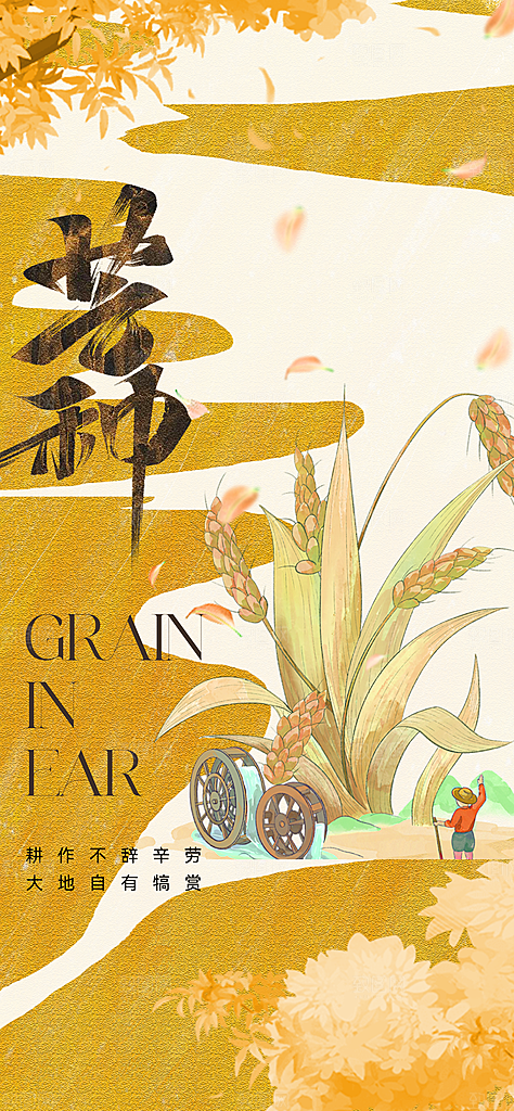 中国传统节气芒种创意海报