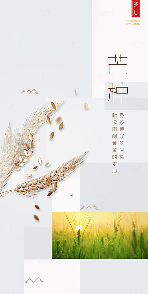 中国传统节气芒种创意海报