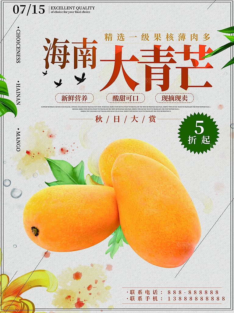新鲜水果海南大青芒
