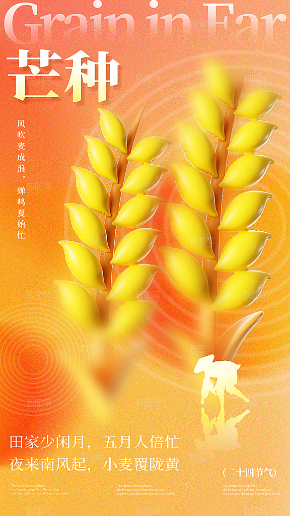 二十四节气芒种全屏海报