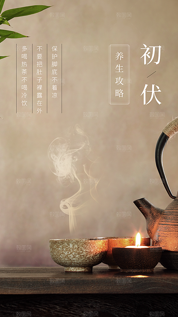 出伏养生科普排版手机海报