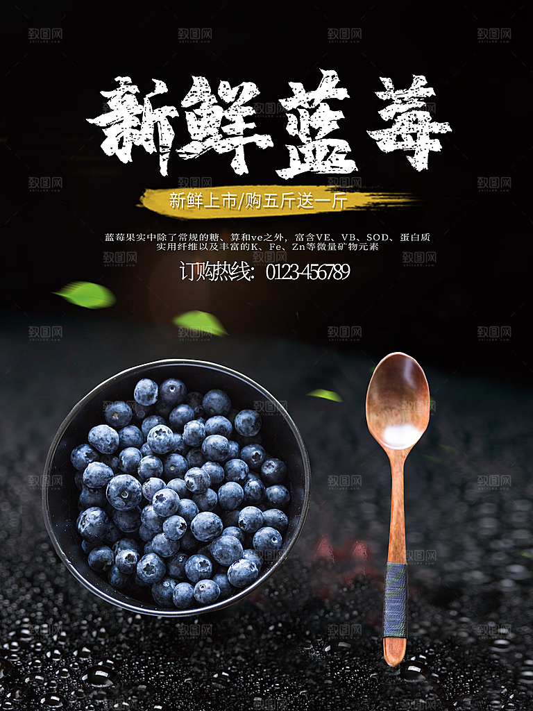 新鲜水果蓝莓海报