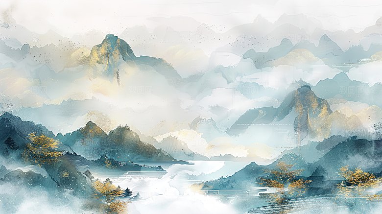 简约国风高级水墨山水画