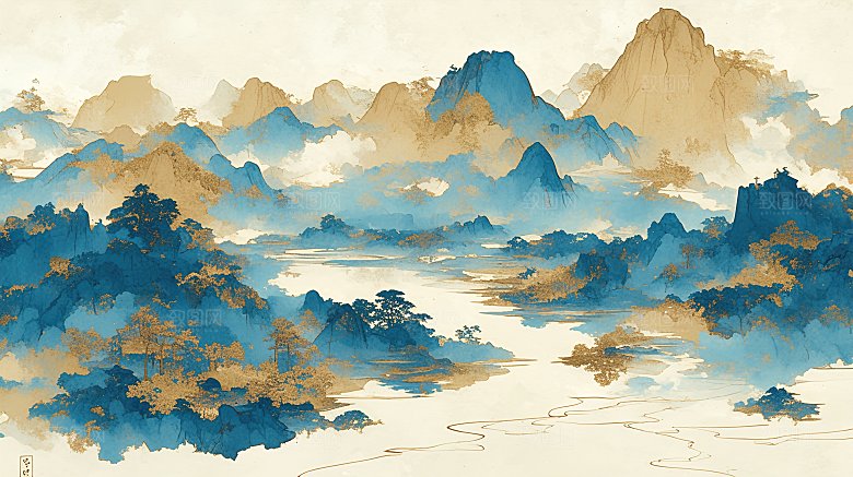 简约国风高级水墨山水画