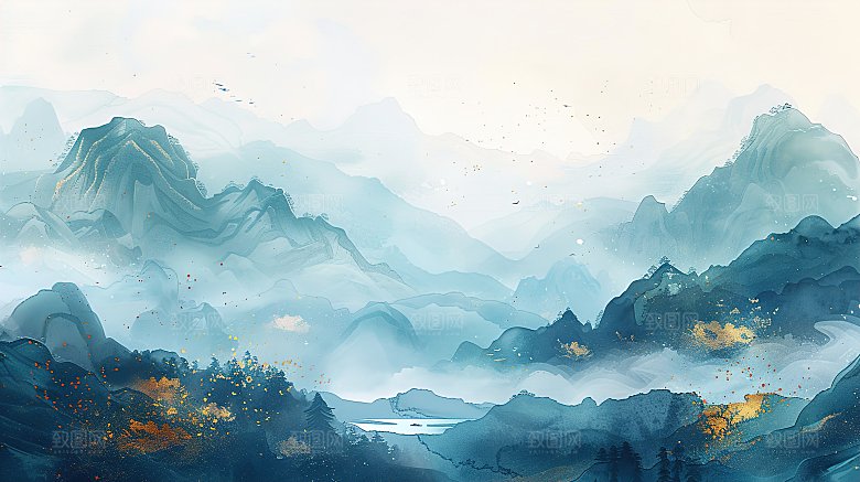简约国风高级水墨山水画