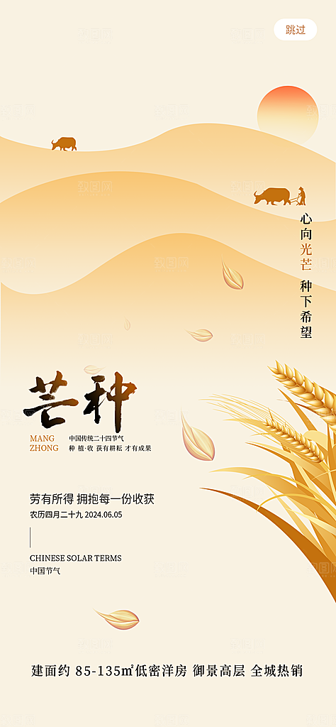 简约创意扁平国风芒种H5页面