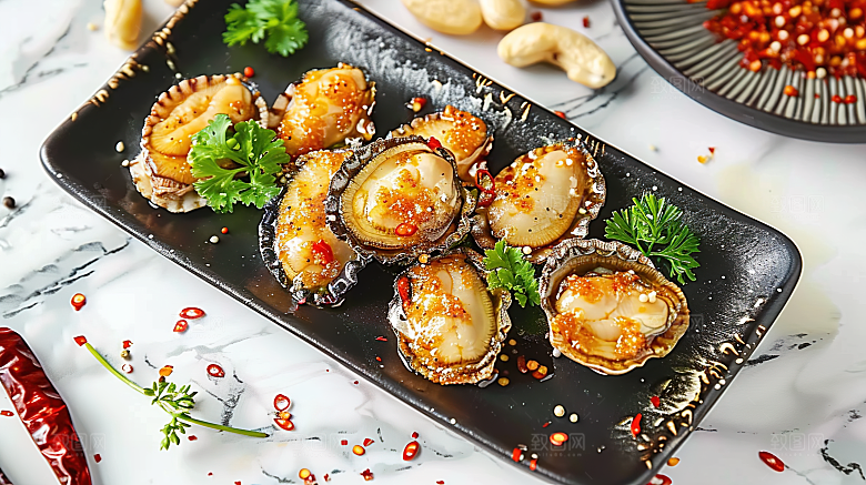鲍鱼海产烹饪蛋白美味海鲜鲜美美食