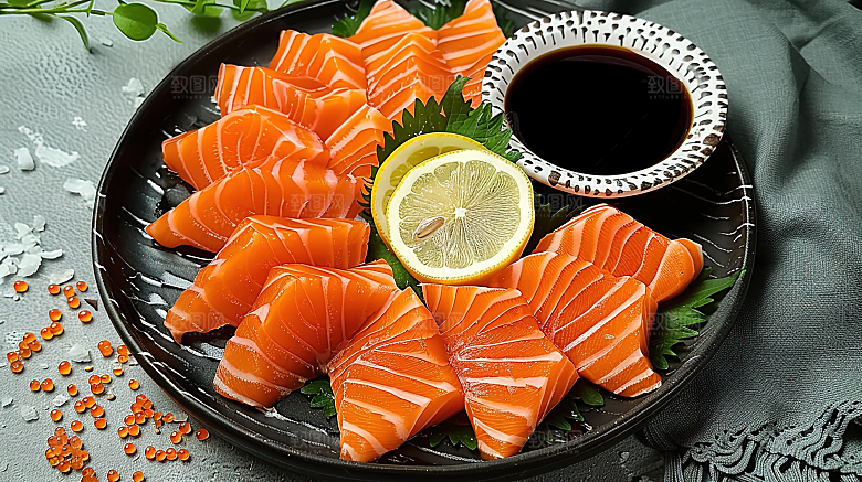 鱼类美食海鲜鱼生新鲜三文鱼美味海产