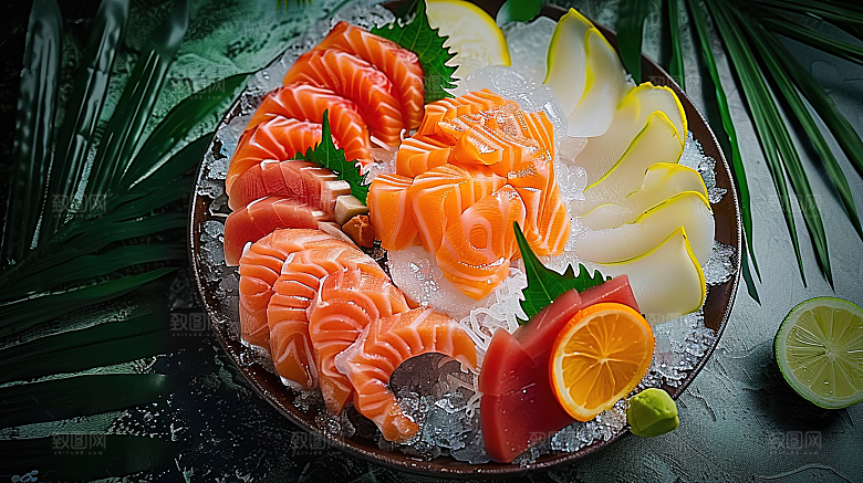 鱼类美食海鲜鱼生新鲜三文鱼美味海产