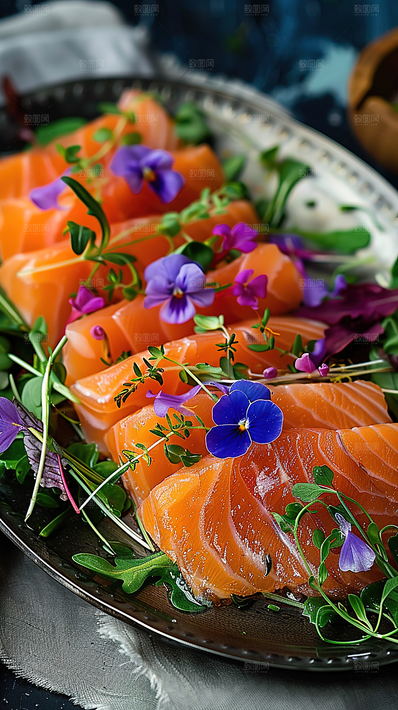 海鲜海产美食鱼类新鲜三文鱼鱼生美味
