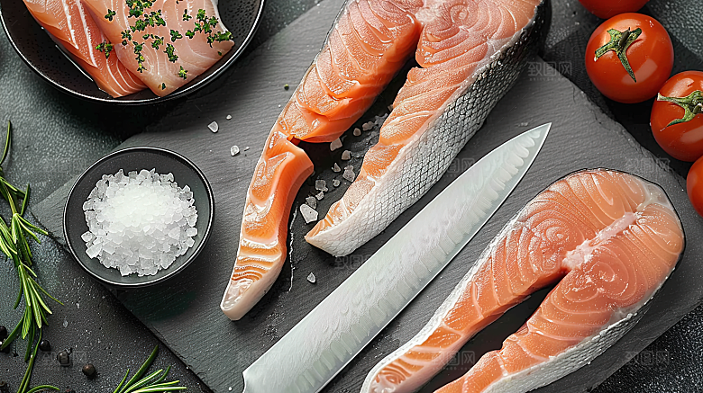 美味海产鱼生海鲜美食三文鱼鱼类新鲜