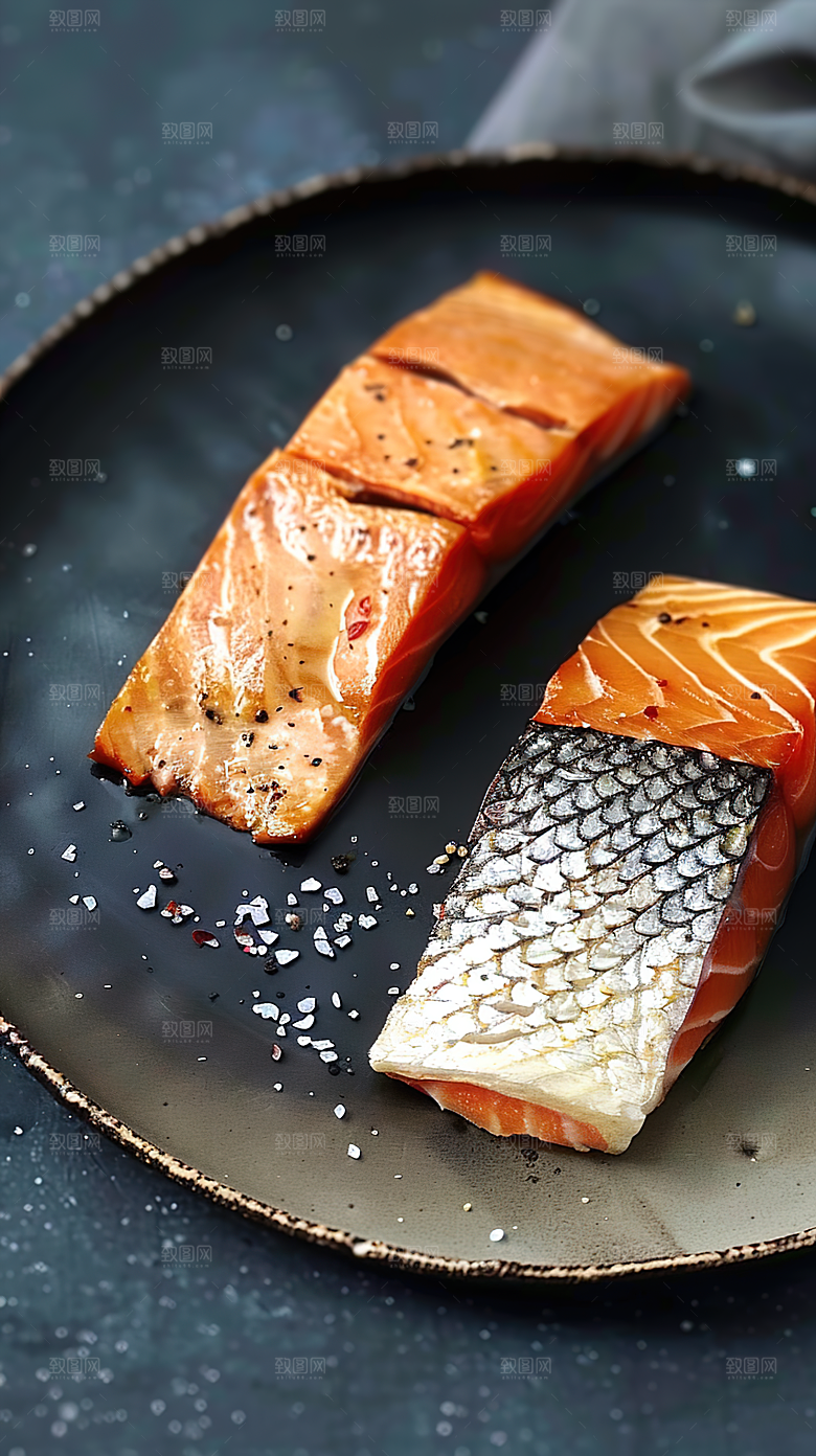 美味海产鱼生海鲜美食三文鱼鱼类新鲜