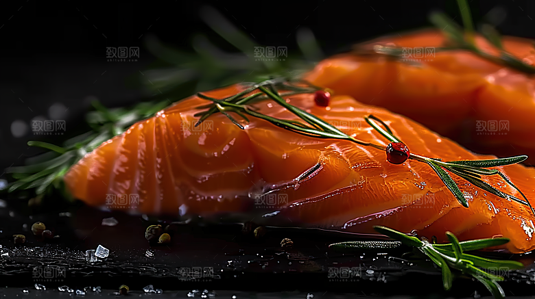 新鲜海鲜三文鱼美味海产美食鱼生鱼类