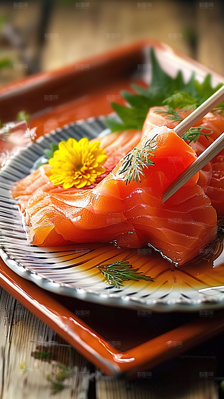 新鲜海鲜三文鱼美味海产美食鱼生鱼类