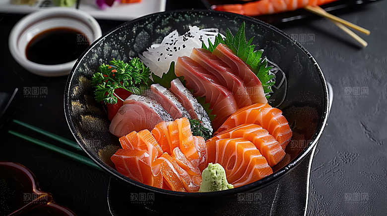 三文鱼新鲜美味美食鱼类鱼生海产海鲜