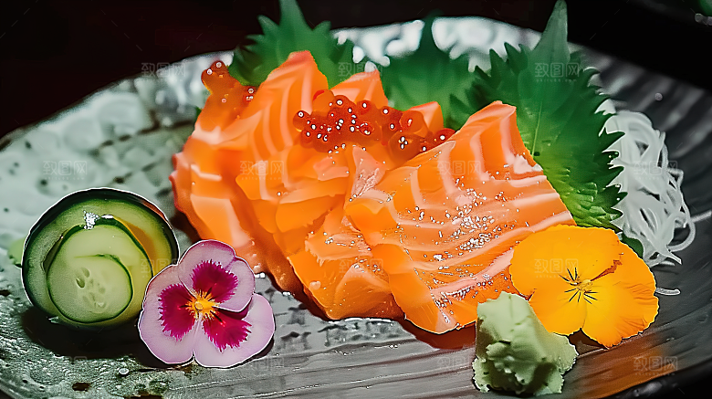 三文鱼新鲜美味美食鱼类鱼生海产海鲜