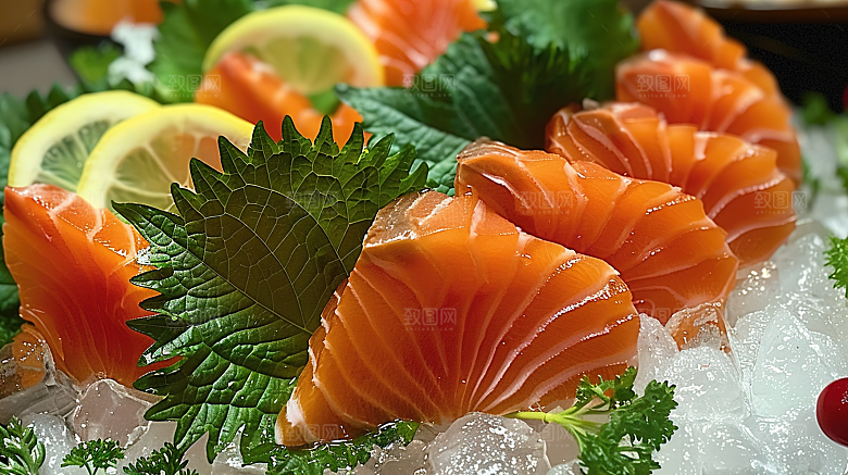 新鲜鱼生海产鱼类美食美味海鲜三文鱼