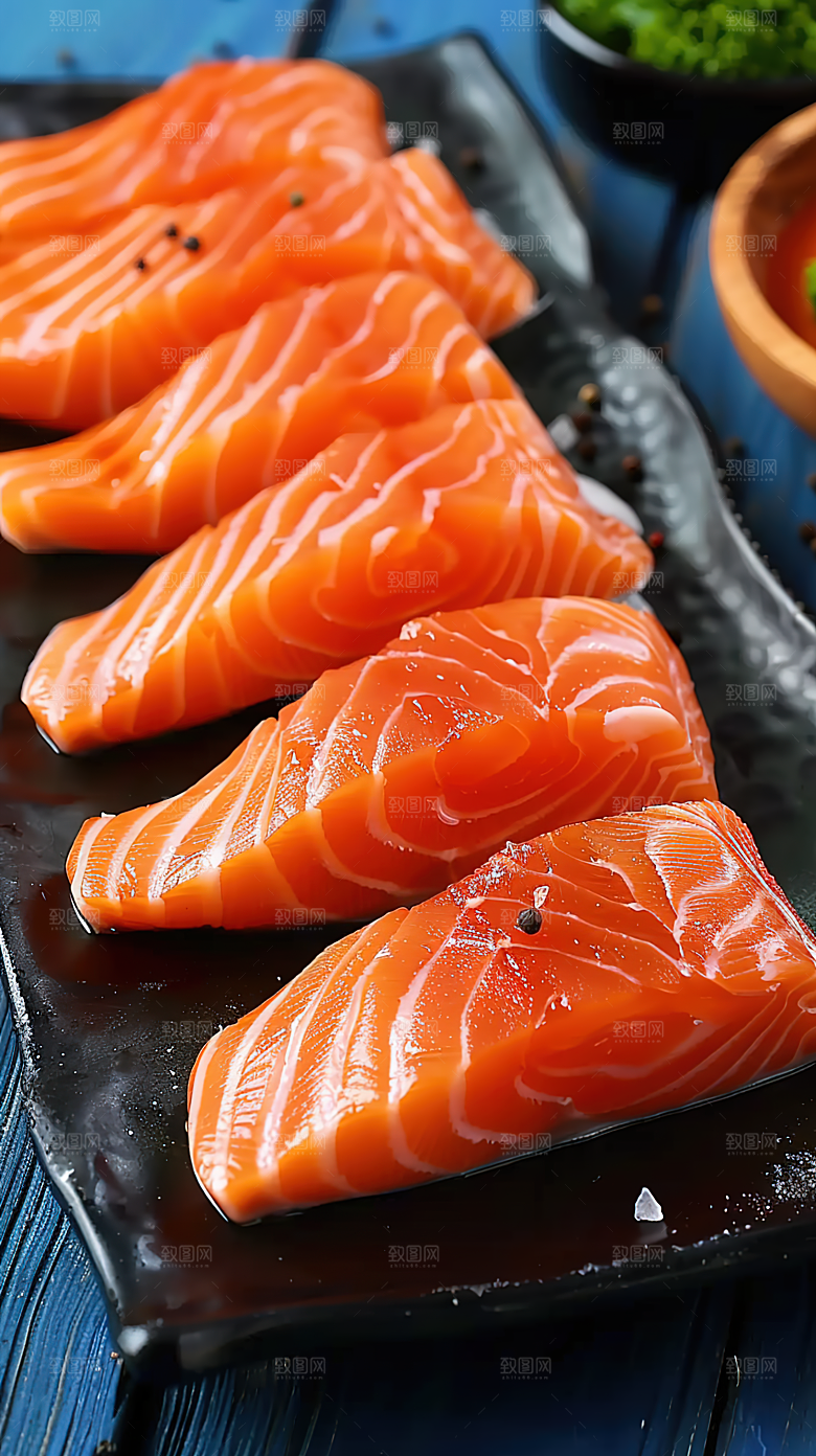 新鲜鱼生海产鱼类美食美味海鲜三文鱼