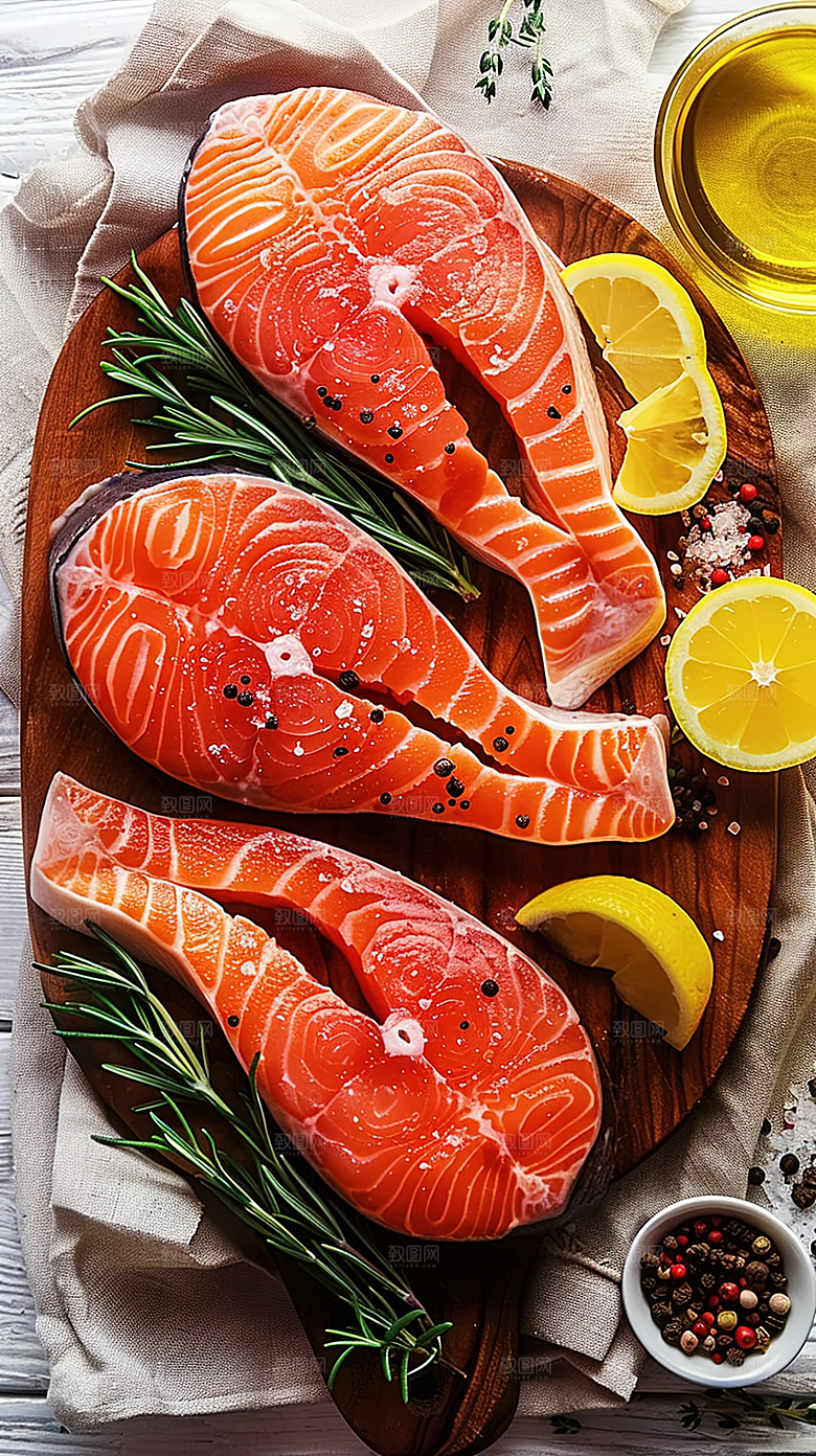 海产美食海鲜鱼生新鲜三文鱼鱼类美味