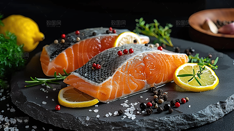 海产美食海鲜鱼生新鲜三文鱼鱼类美味