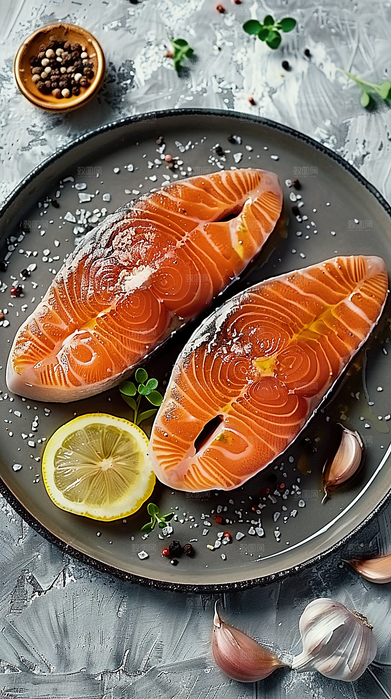 鱼类美味海鲜鱼生新鲜三文鱼海产美食