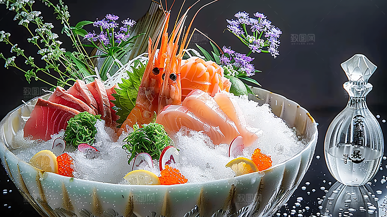鱼类美味海鲜鱼生新鲜三文鱼海产美食