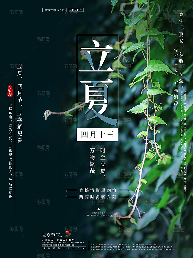 立夏节气简约大气海报