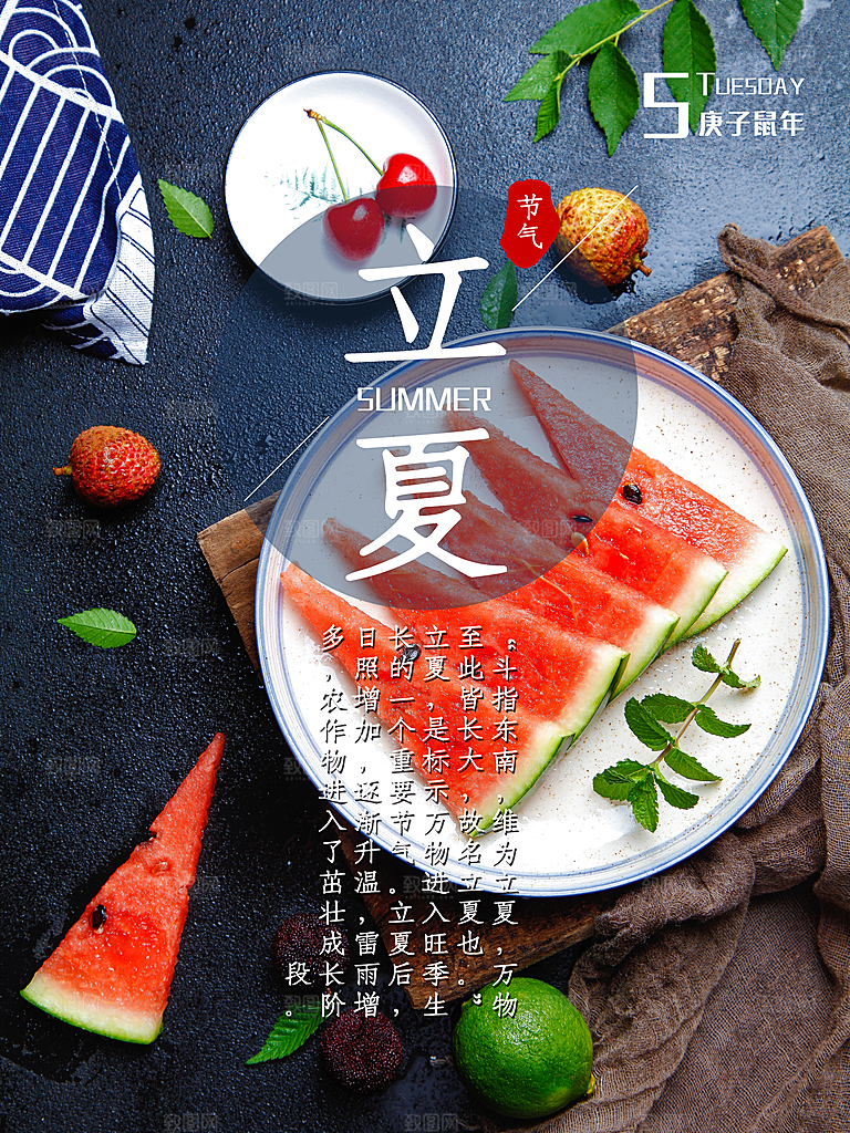 立夏节气简约大气海报