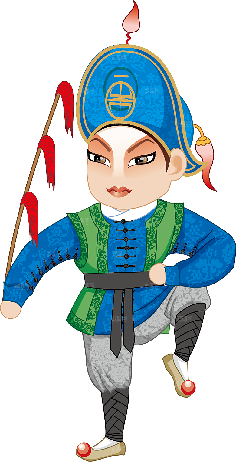 国潮风戏曲人物脸谱插画素材