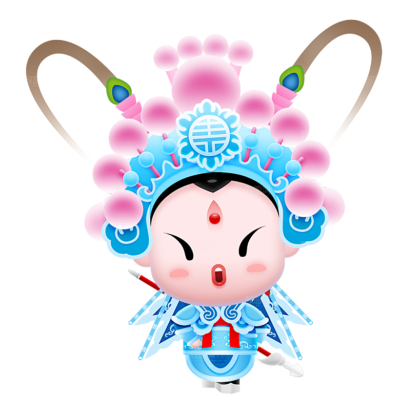 国潮风戏曲人物脸谱插画素材