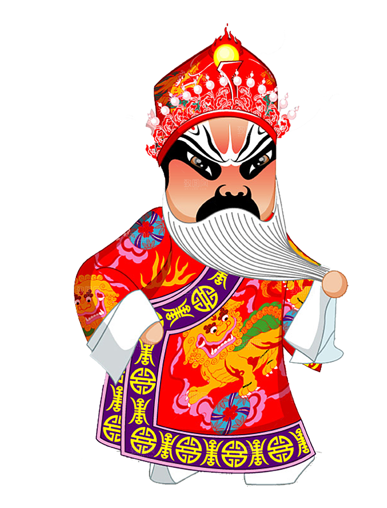 国潮风戏曲人物脸谱插画素材