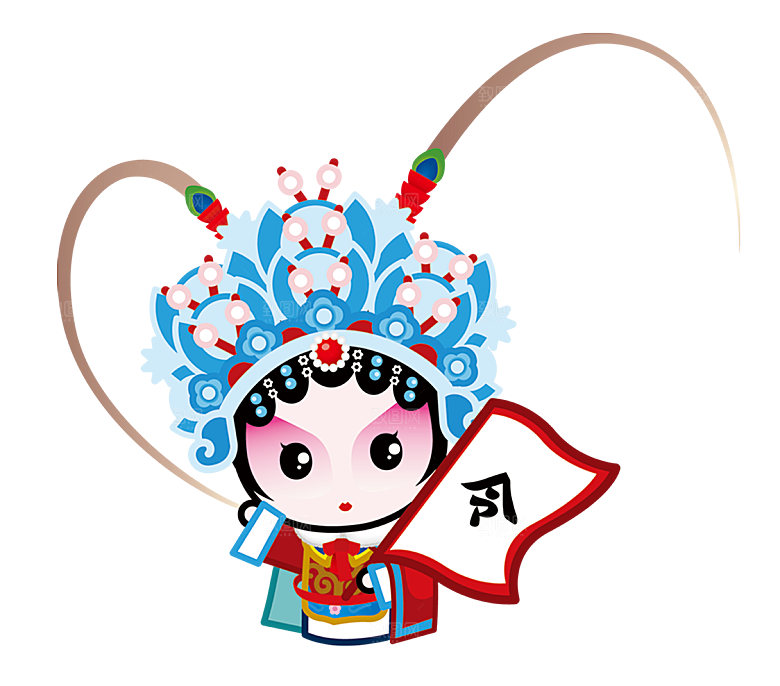 国潮风戏曲人物脸谱插画素材