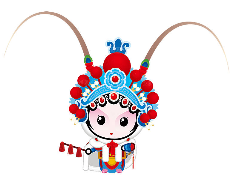 国潮风戏曲人物脸谱插画素材