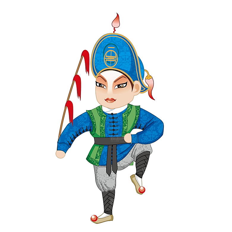 国潮风戏曲人物脸谱插画素材