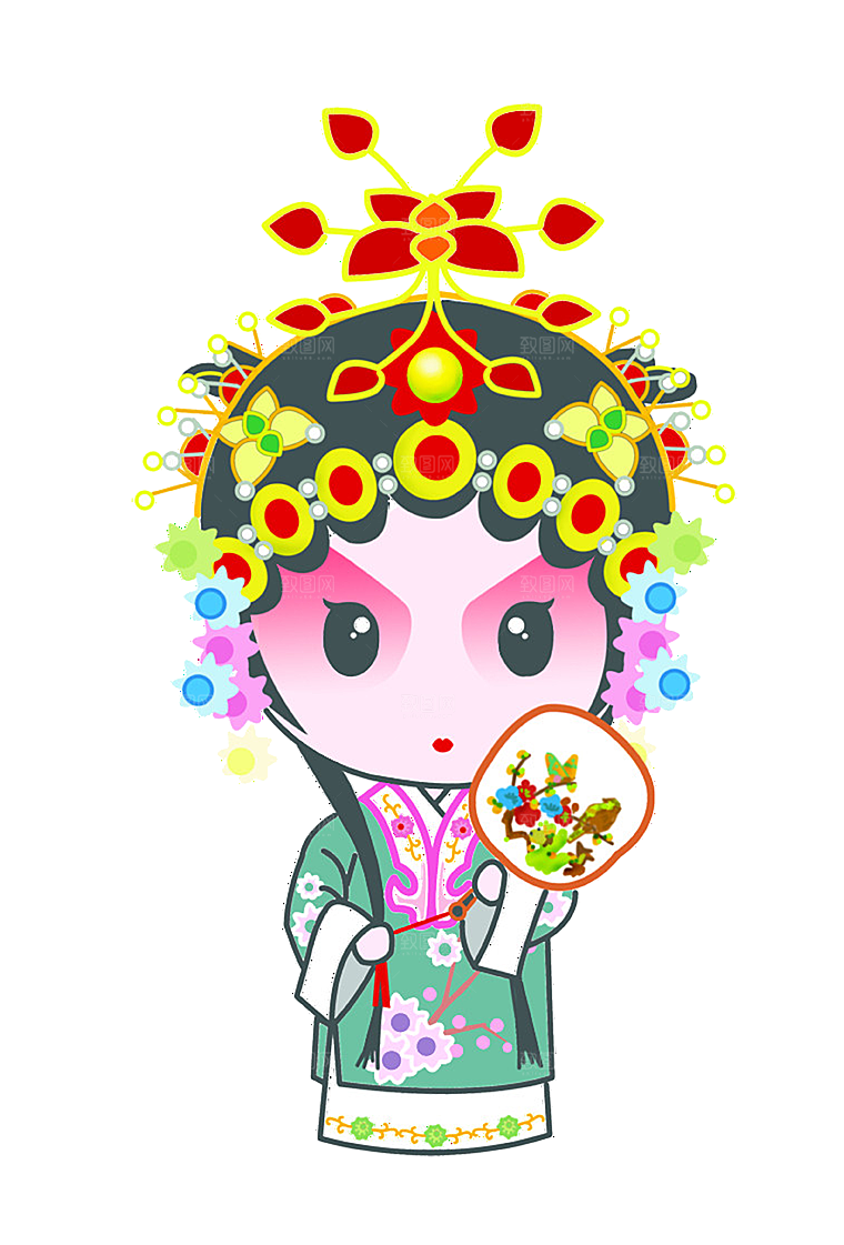 国潮风戏曲人物脸谱插画素材