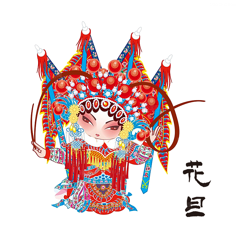 国潮风戏曲人物脸谱插画素材