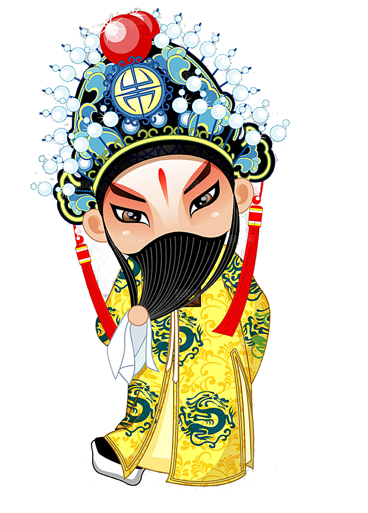 国潮风戏曲人物脸谱插画素材