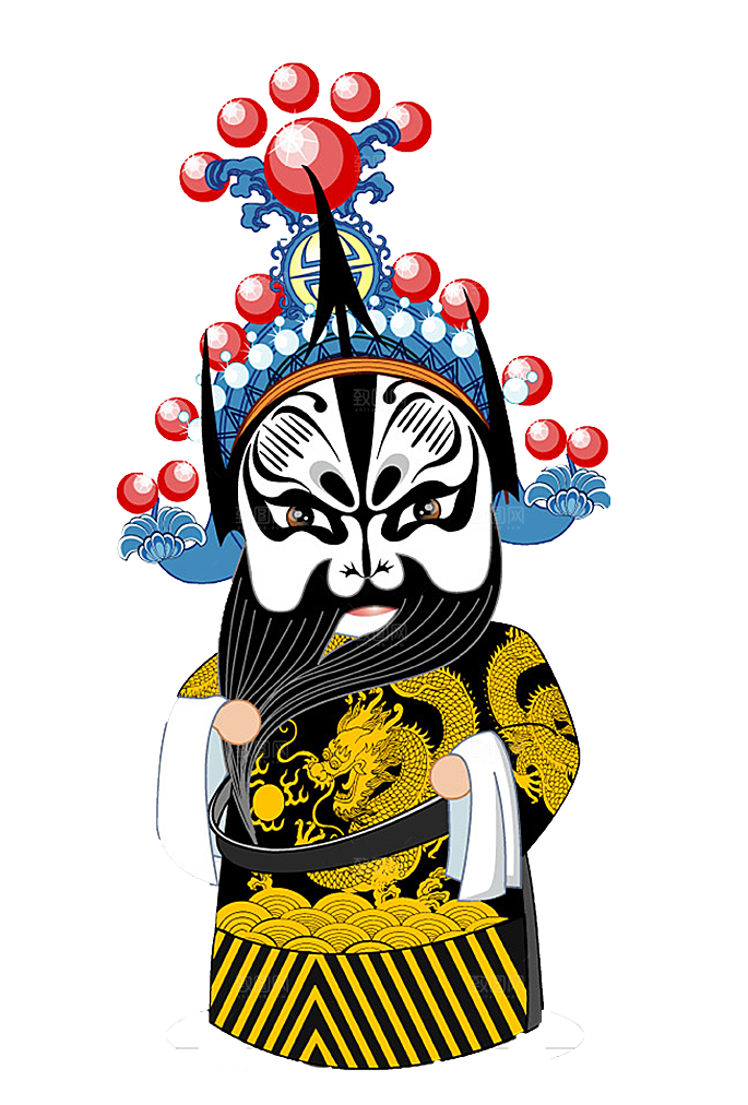 国潮风戏曲人物脸谱插画素材