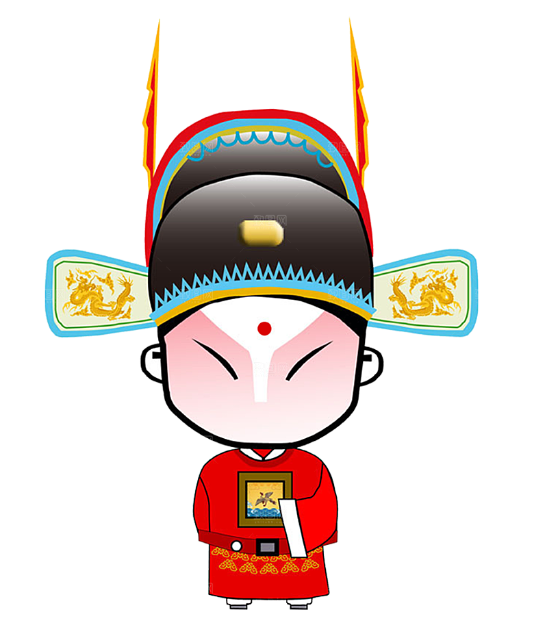 国潮风戏曲人物脸谱插画素材