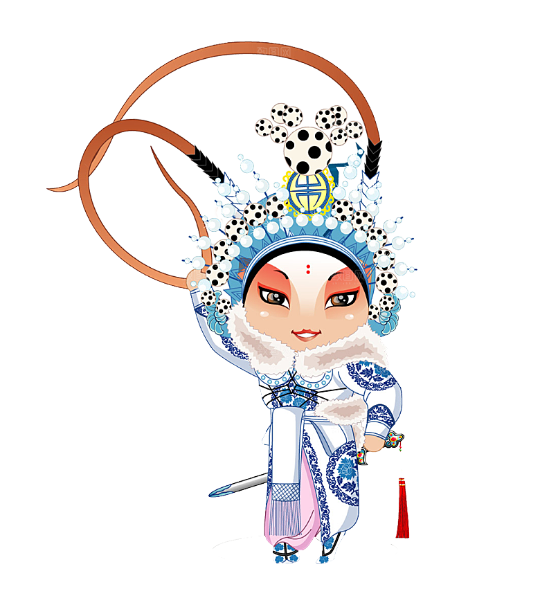 国潮风戏曲人物脸谱插画素材